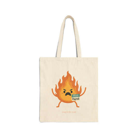 Funny Fire Emoji Cotton Canvas Tote Bag - Perfect for Payroll Day